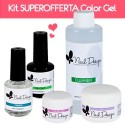 Kit SUPER OFFERTA Color Gel - primer, monofase, color gel, top coat clear , cleaner